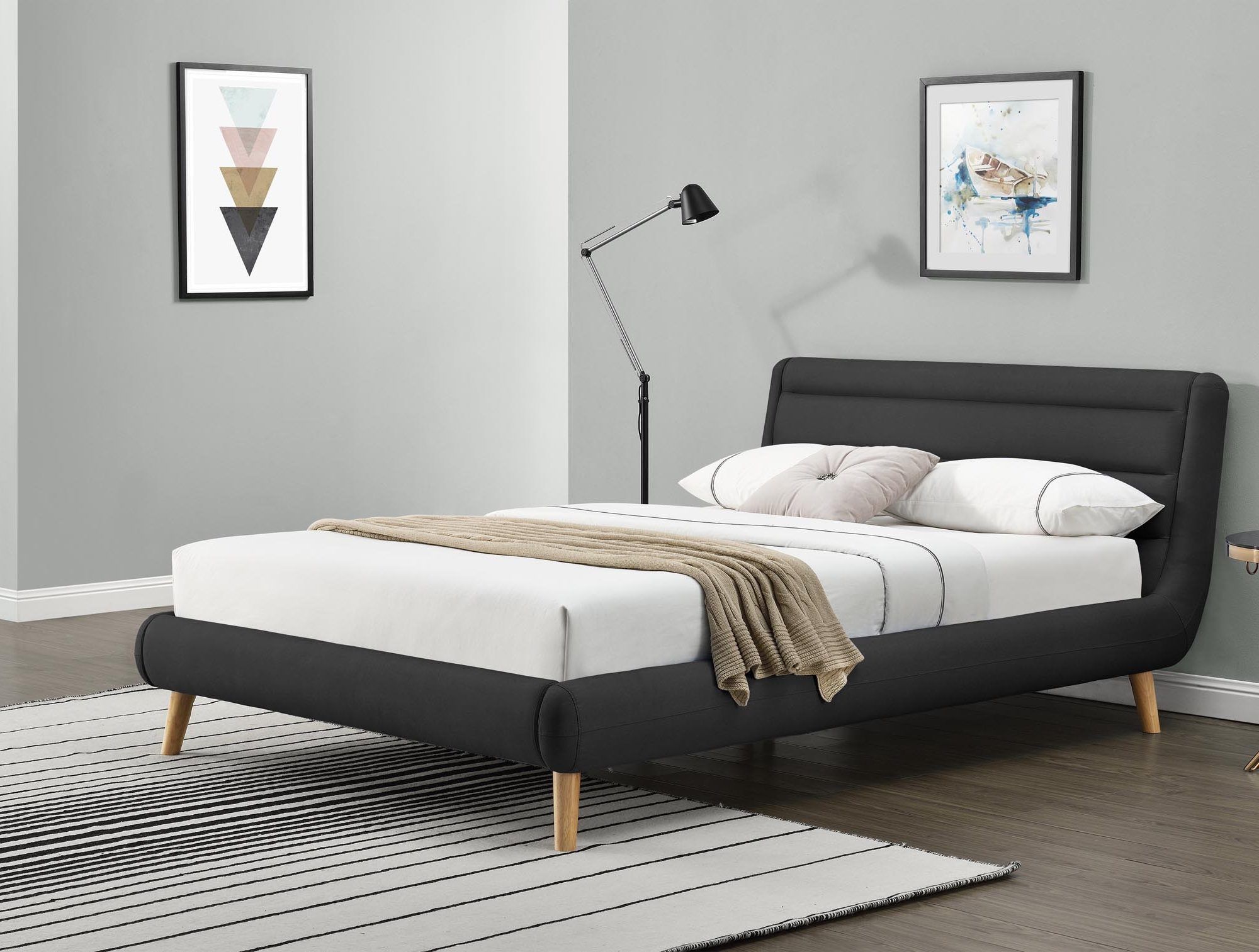 Manželská posteľ 160 cm Elanda (čierna) (s roštom)