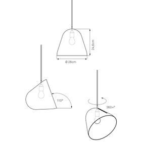 NYTA Nyta Tilt závesná lampa, kábel 3 m červená, čierna, Obývacia izba / jedáleň, hliník, E27, 105W, K: 24.6cm