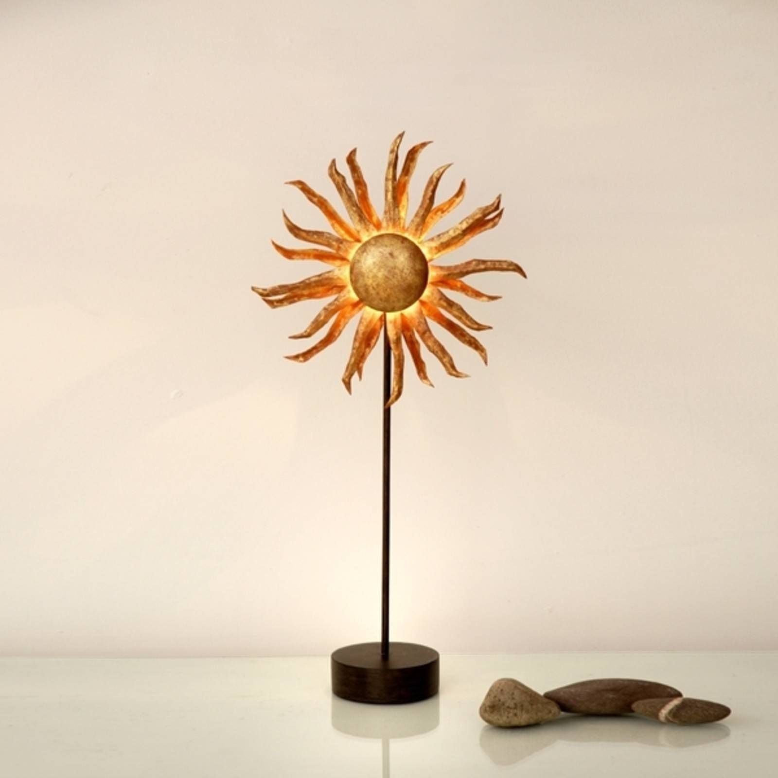 Holländer Stolná LED lampa Slnko zlatá, Obývacia izba / jedáleň, kov, G4, 1.5W, L: 30 cm, K: 62cm