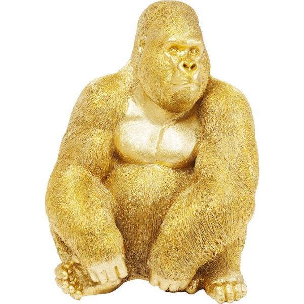 KARE Design Soška Gorila sedící Zlatá 76cm