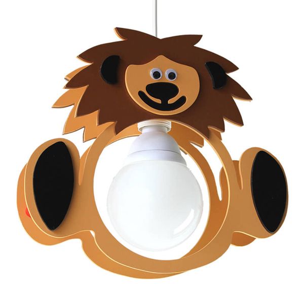 Elobra Závesná lampa do detskej izby lev Leo, Detská izba, drevo, E27, 40W, P: 25 cm, L: 12 cm, K: 30cm