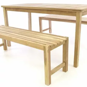 Divero 47269 Záhradný set lavíc a stola - neošetrené teakové drevo - 150 cm