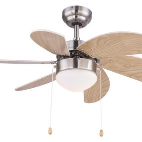 GLOBO 03301 RIVALDO stropný ventilátor s osvetlením D780mm 1xE14 matný nikel, drevo, opál