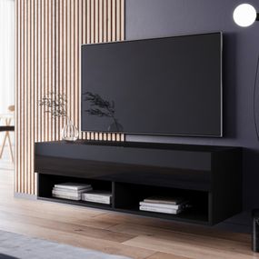 Expedo TV stolík MENDES A 100, 100x30x32, sivá/čierna lesk, bez LED osvetlenia