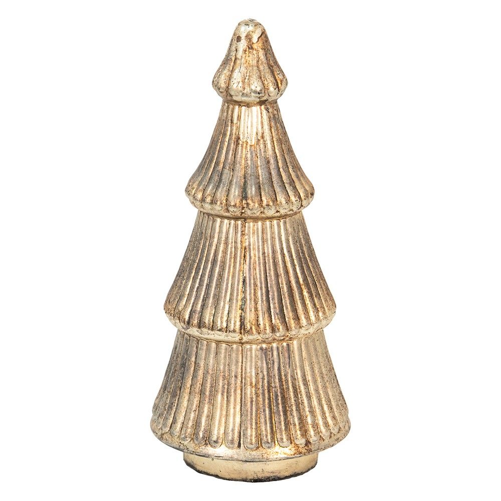 Bronzová antik sklenená vianočná dekorácia strom Christmas Tree - Ø 13*31 cm