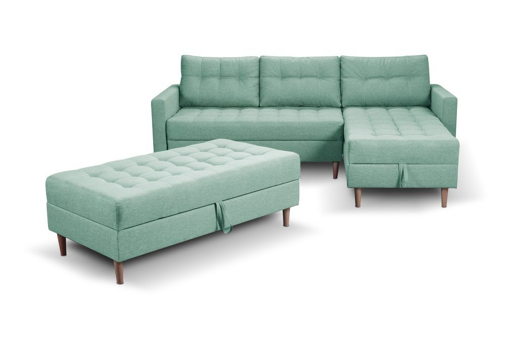 Furniture Sobczak Rohová sedacia súprava Pires s taburetom - Zelená
