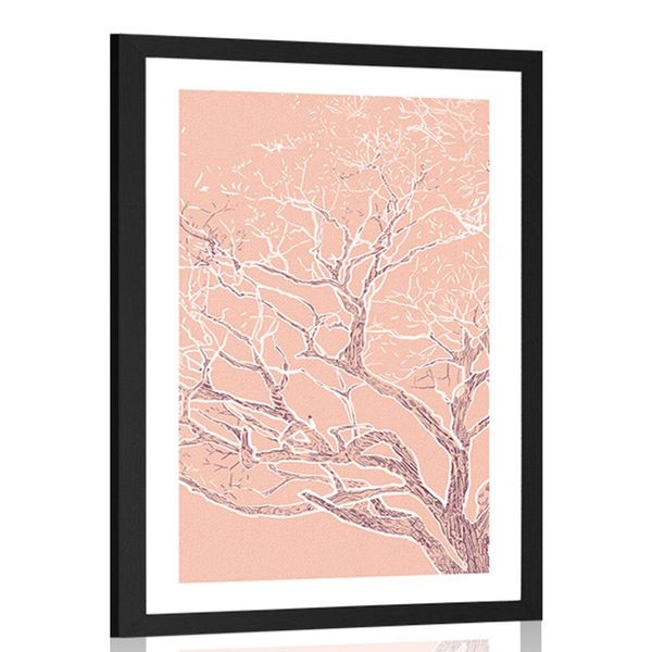 Plagát s paspartou rozkošatená koruna stromu - 60x90 white