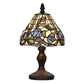 Clayre&Eef Stolová lampa 5LL-6181 v štýle Tiffany, Ø 18 cm, Obývacia izba / jedáleň, polyrezín, sklo, E14, 25W, K: 32cm