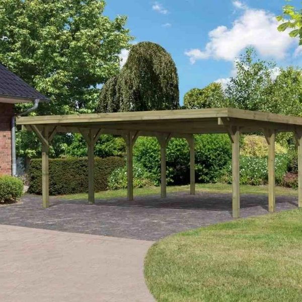 Drevený prístrešok / carport CLASSIC 3A s plechmi Lanitplast | Pohodo.sk