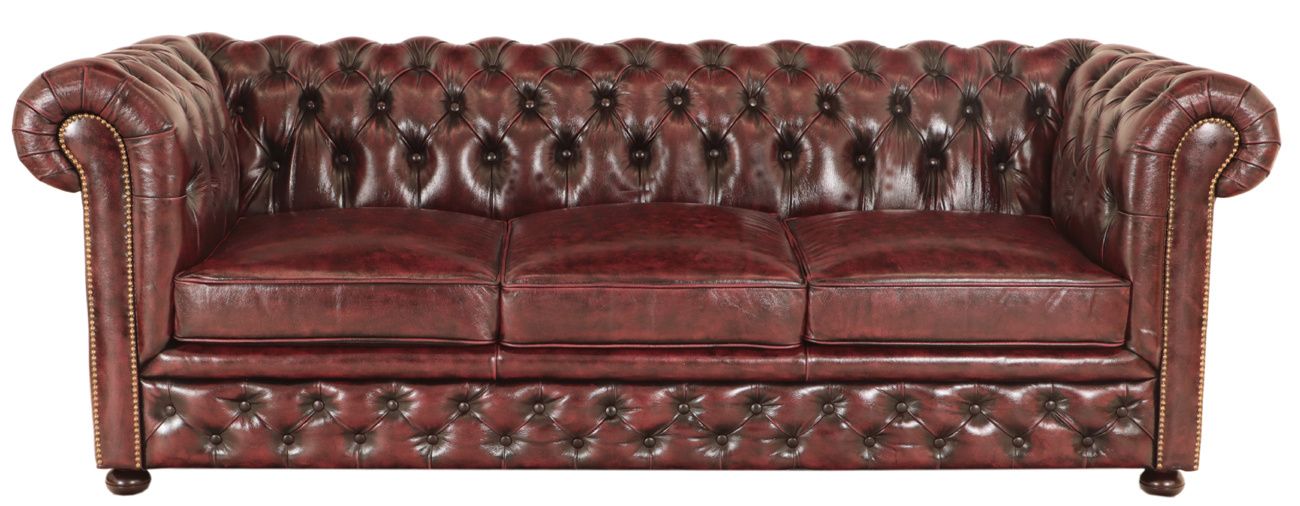 Pohovka trojmiestna Chesterfield Greenfield z pravej hovädzej kože New Red - New Red