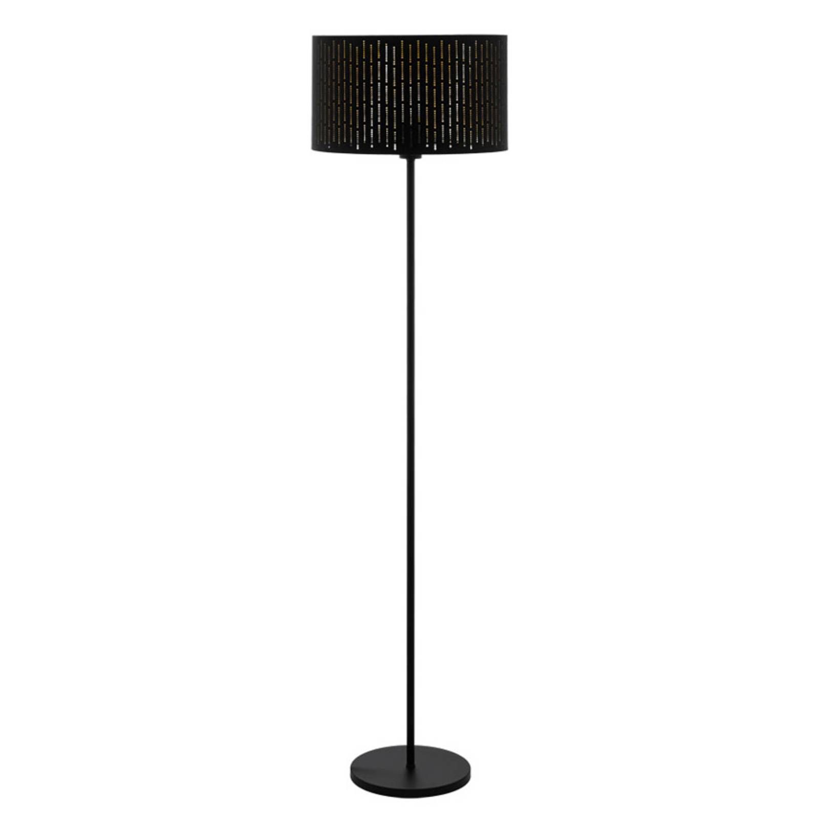 EGLO Stojaca lampa Varillas s dierovaným tienidlom, Obývacia izba / jedáleň, textil, oceľ, E27, 40W, K: 151cm