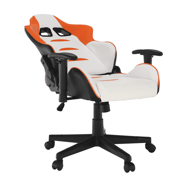 Kancelárske/herné kreslo, biela/oranžová/čierna, ASKARE
