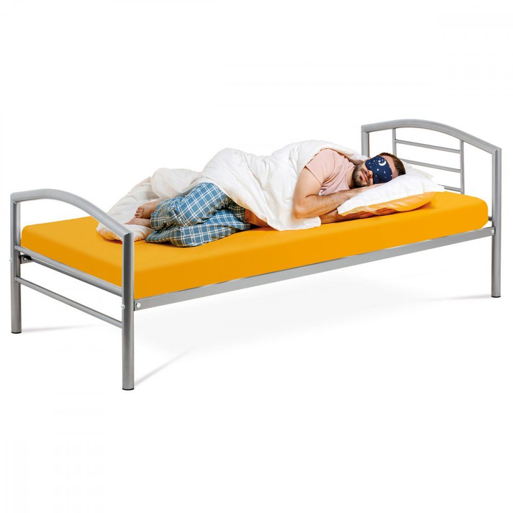 AUTRONIC BED-1900 SIL postel jednolôžková 90x200 cm, kovová sivý lesk