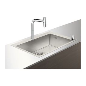 Hansgrohe kombinácia nerezového drezu 760x500mm, drezovej batérie a ovládacou kyvnou pákou, komplet, chróm 43202000