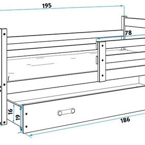 Posteľ RICO 1 - 190x80cm - Borovica - Biely