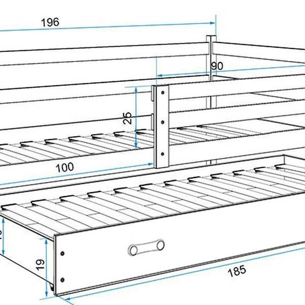 Posteľ s prístelkou ERIK 2 - 190x80cm Biely - Biely