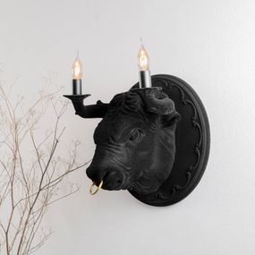 Karman Corrado nástenné svetlo čierna zamat keram., Obývacia izba / jedáleň, zamatová keramika, mosadz, E14, 46W