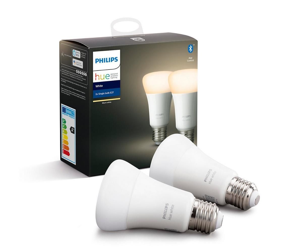SADA 2x LED Stmievateľná žiarovka Philips Hue WHITE E27/9W/230V 2700K