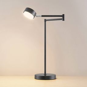 Lindby Kaylou LED lampa na písací stôl, čierna, Obývacia izba / jedáleň, železo, hliník, GX53, 11W, L: 16 cm, K: 48cm