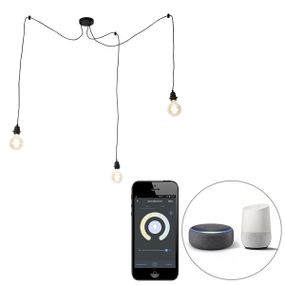 Smart hanglamp zwart 3-lichts incl. Wifi G95 - Cava