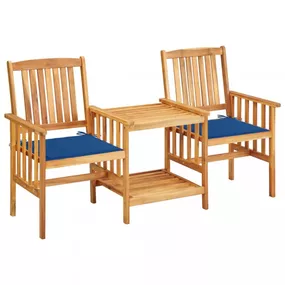 Záhradná stolička s čajovým stolíkom a poduškami Dekorhome Modrá
