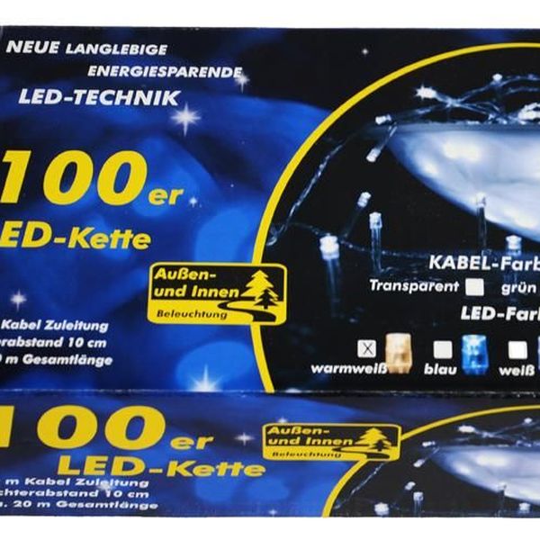 NEXOS Vianočná LED reťaz 10 m, 100 LED diód, teplá biela