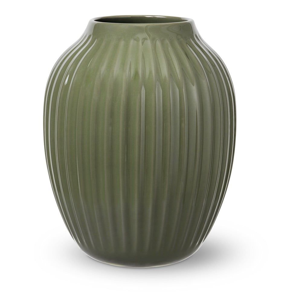 Tmavozelená kameninová váza Kähler Design, výška 25,5 cm