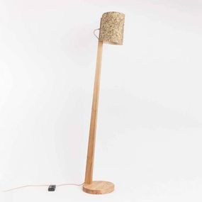 Almut von Wildheim ALMUT 1411 stojaca lampa valcovitá Ø 30 cm seno, Obývacia izba / jedáleň, dubové drevo, čisté seno, E27, 52W, K: 167cm