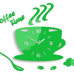 Nástenné hodiny Coffee zelené