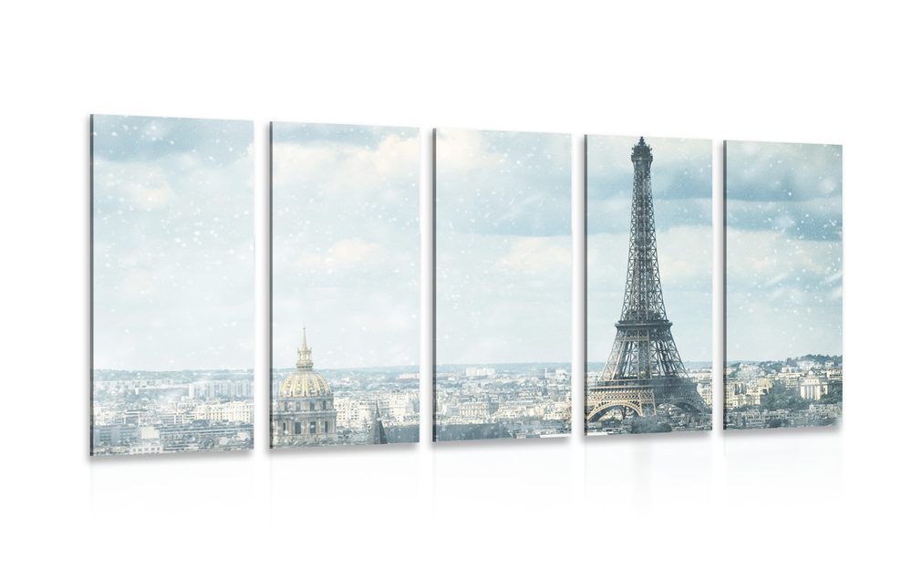 5-dielny obraz zimný Paríž
