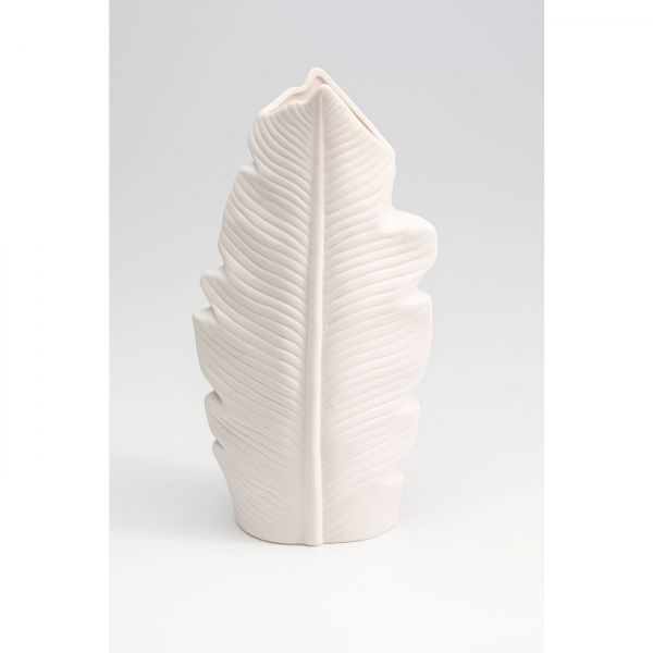 KARE Design Bílá keramická váza Foglia 29cm