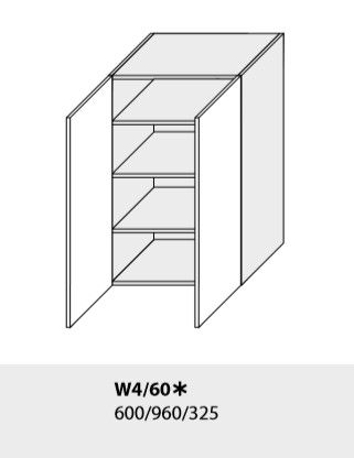 ArtExt Kuchynská linka Quantum Kuchyňa: Horná skrinka W4/60 /(ŠxVxH) 60 x 96 x 32,5 cm (korpus grey,lava,biela)