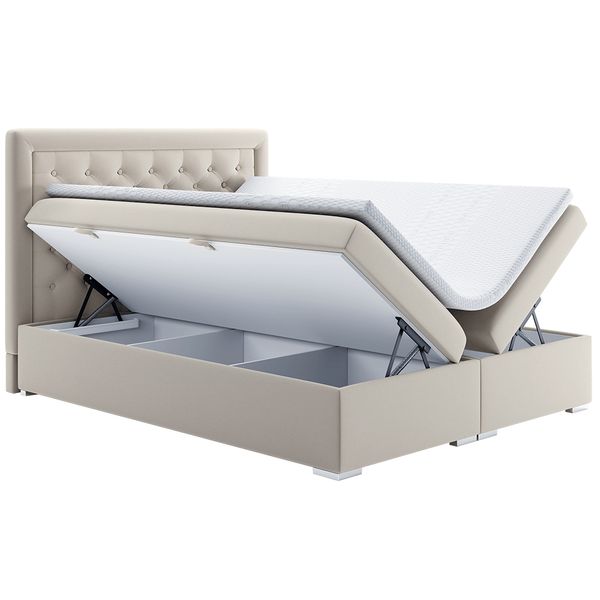 Čalúnená manželská posteľ s matracom Dorman 160x200 cm - krémová