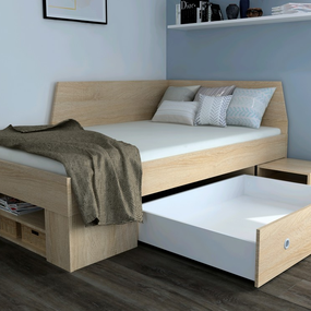 Úložná posteľ so zástenou Junior 120x200 cm, dub sonoma