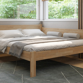 Rohová posteľ so zástenou vpravo Fava P 180x200 cm, prírodný buk