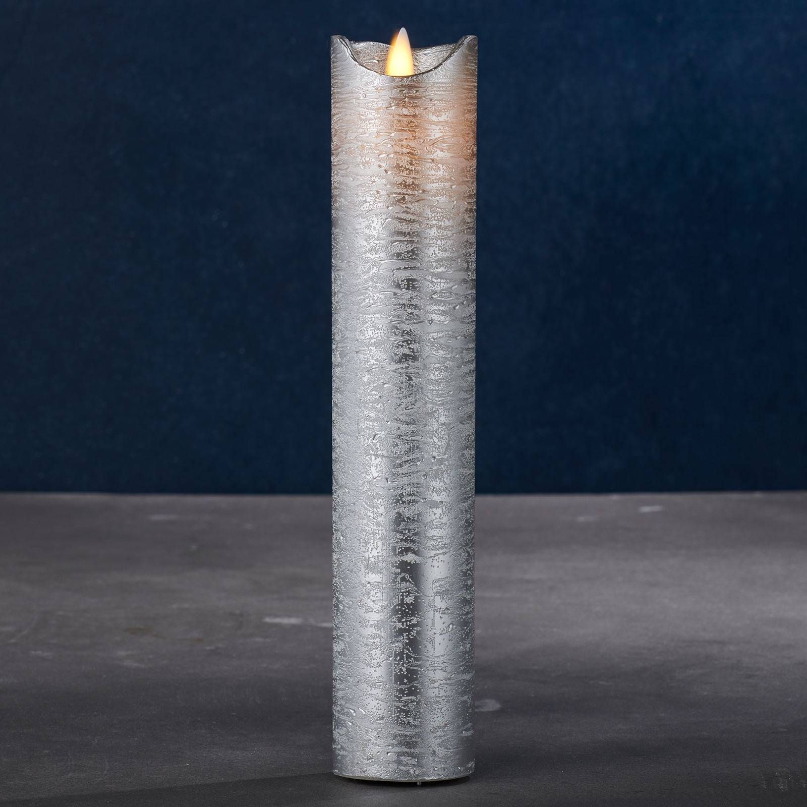 Sirius LED sviečka Sara Exclusive Ag Ø5 cm výška 25cm, vosk, hliník, K: 25cm