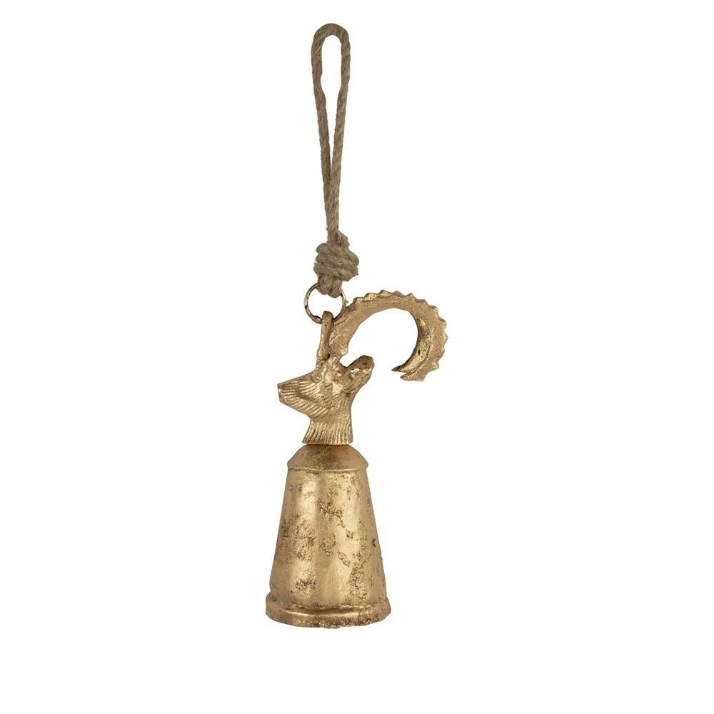 Zlatý kovový zvonček Kozorožec 20cm - 7,5 * 7,5 * 20cm