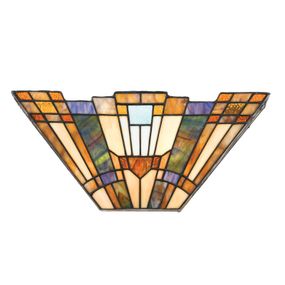 QUOIZEL Nástenné svetlo Inglenook s farebným sklom, Obývacia izba / jedáleň, kov, sklo, E14, 60W, L: 40.6 cm, K: 17.8cm