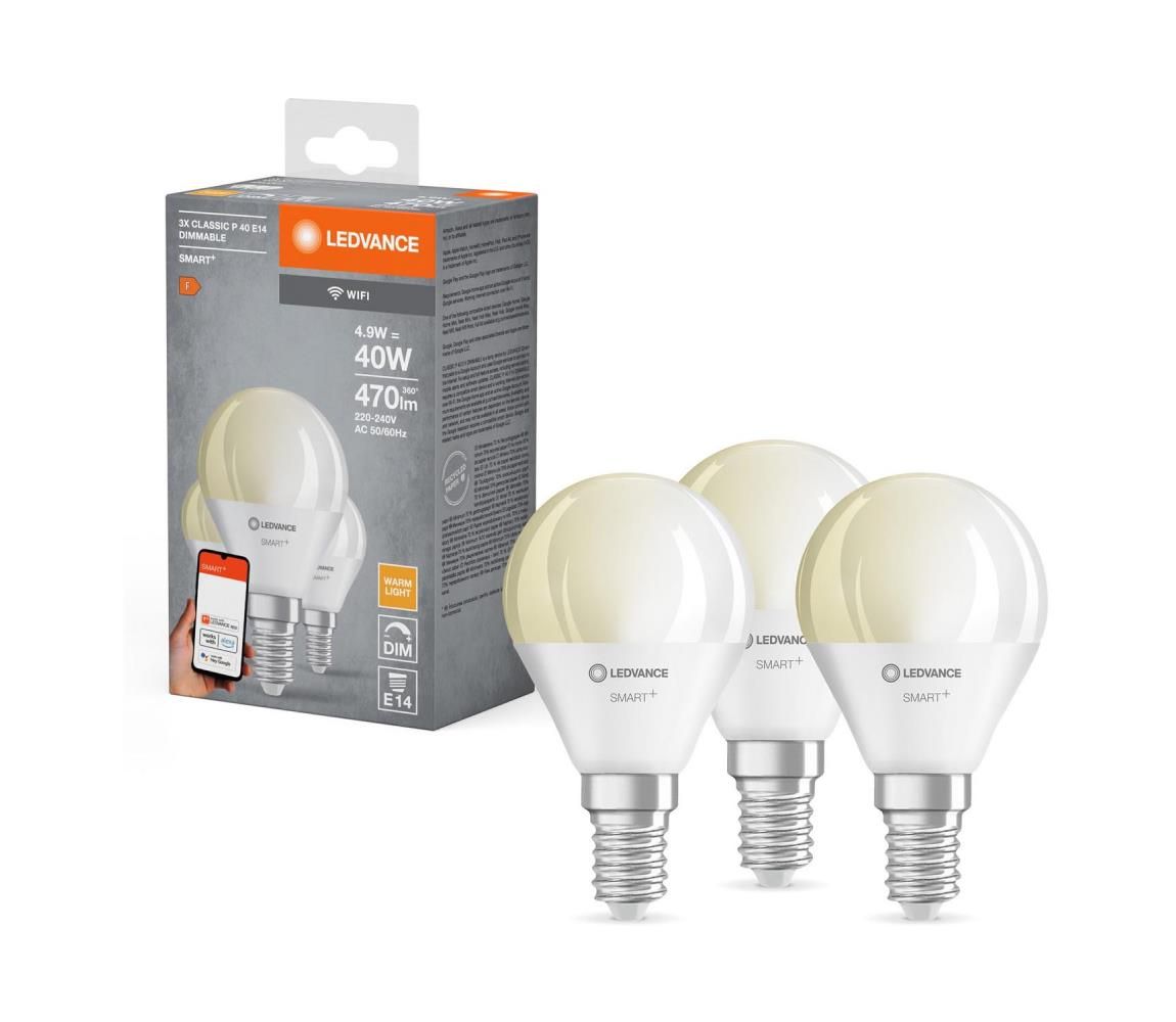 SADA 3x LED Stmievateľná žiarovka SMART+ P40 E14/4,9W/230V 2700K Wi-Fi - Ledvance