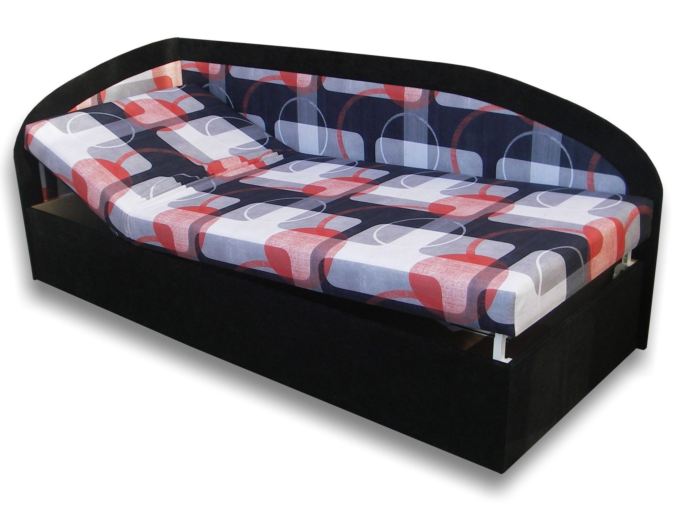 Jednolôžková posteľ (váľanda) 90 cm Kamila (Čierna 39 + Mimi 21) (L)