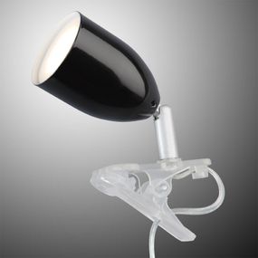 Brilliant Moderná upínacia LED lampa LEO v čiernej, Spálňa, kov, plast, 3W, Energialuokka: F, P: 11 cm, L: 11 cm, K: 17cm