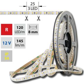 Schmachtl McLED LED pásek SMD3528 červená, DC12V, IP54, 10mm, bílý PCB pásek, 120 led/metr 121.232.10.0