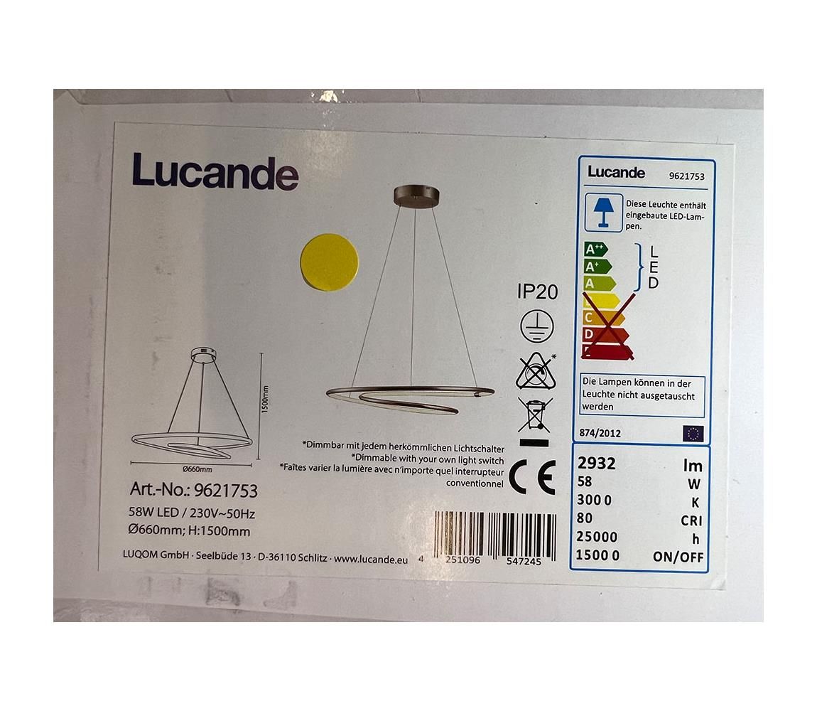 Lucande - LED Stmievateľný luster na lanku MIRASU LED/58W/230V