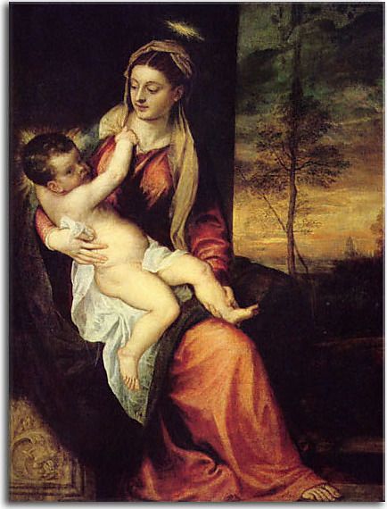 Obraz Tizian - Mary with the Christ Child zs18328