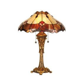 Clayre&Eef Stolná lampa Cambria v štýle Tiffany, Obývacia izba / jedáleň, živica (liata živica), sklo, E27, 60W, K: 46cm