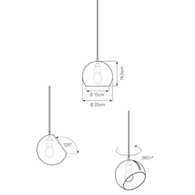 NYTA Nyta Tilt Globe závesná kábel 3 m červená čierna, Obývacia izba / jedáleň, hliník, plast, E27, 70W, K: 16.5cm