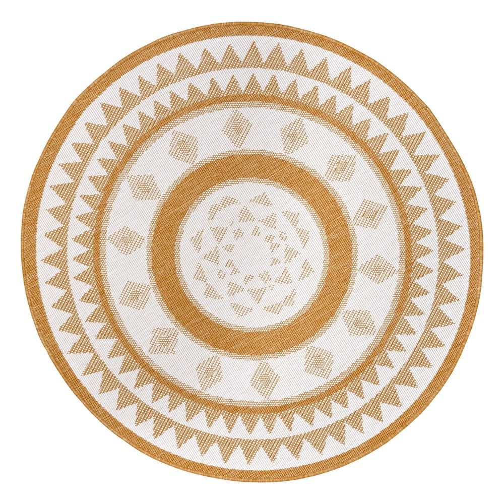 Okrovožlto-biely okrúhly vonkajší koberec ø 200 cm Jamaica – NORTHRUGS