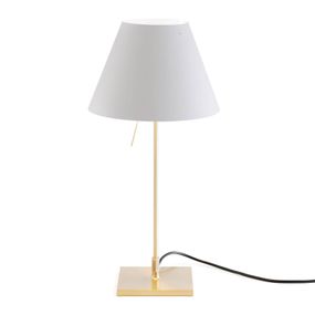 Luceplan Costanzina stolná lampa mosadz biela hmla, Obývacia izba / jedáleň, hliník, polykarbonát, E14, 42W, K: 51cm