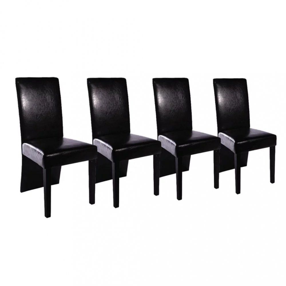 Jedálenská stolička 4 ks umelá koža / drevo Dekorhome Čierna