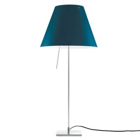 Luceplan Costanza stolová lampa D13if hliník/modrá, Obývacia izba / jedáleň, hliník, polykarbonát, E27, 140W, K: 80cm